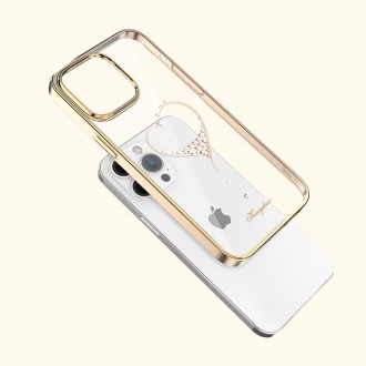 Pouzdro Kingxbar Wish Series pro iPhone 14 Pro zdobené zlatými krystaly