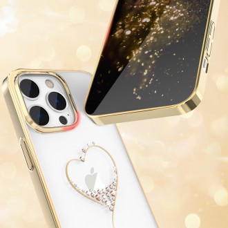 Pouzdro Kingxbar Wish Series pro iPhone 14 Plus zdobené zlatými krystaly