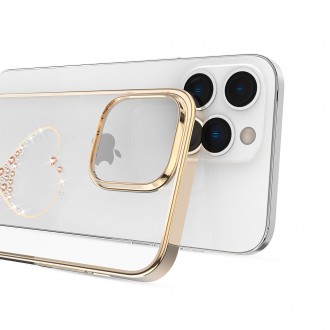 Pouzdro Kingxbar Wish Series pro iPhone 14 Plus zdobené zlatými krystaly