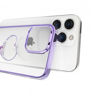 Pouzdro Kingxbar Wish Series pro iPhone 14 Plus zdobené krystaly fialové barvy