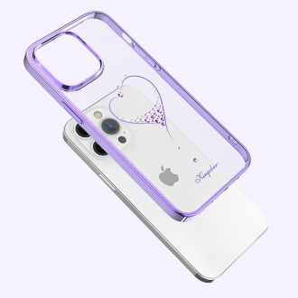 Pouzdro Kingxbar Wish Series pro iPhone 14 Plus zdobené krystaly fialové barvy
