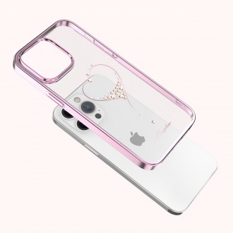Pouzdro Kingxbar Wish Series pro iPhone 14 Pro Max zdobené růžovými krystaly