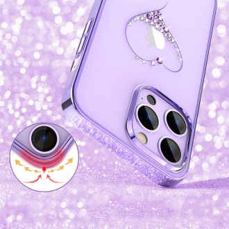 Pouzdro Kingxbar Wish Series pro iPhone 14 Pro Max zdobené fialovými krystaly