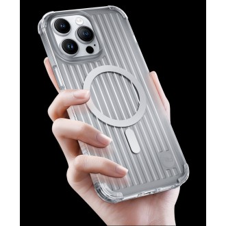 Magnetické pouzdro Kingxbar PQY Go Out Series pro iPhone 14 MagSafe stříbrné