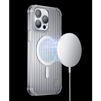 Magnetické pouzdro Kingxbar PQY Go Out Series pro iPhone 14 Pro MagSafe stříbrné