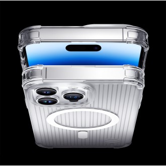 Magnetické pouzdro Kingxbar PQY Go Out Series pro iPhone 14 Pro Max MagSafe stříbrné