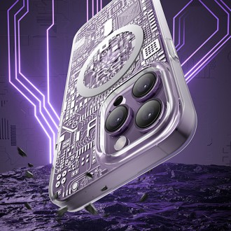 Magnetické pouzdro Kingxbar PQY Geek Series pro iPhone 14 MagSafe stříbrné