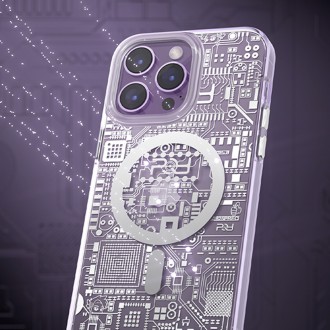 Magnetické pouzdro Kingxbar PQY Geek Series pro iPhone 14 MagSafe stříbrné