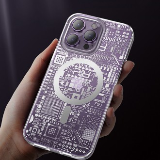 Magnetické pouzdro Kingxbar PQY Geek Series pro iPhone 14 Pro MagSafe stříbrné