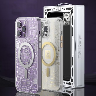 Magnetické pouzdro Kingxbar PQY Geek Series pro iPhone 14 Pro MagSafe stříbrné