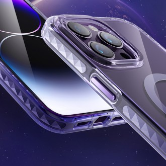 Magnetické pouzdro Kingxbar PQY Ice Crystal Series pro iPhone 14 Plus MagSafe šedé
