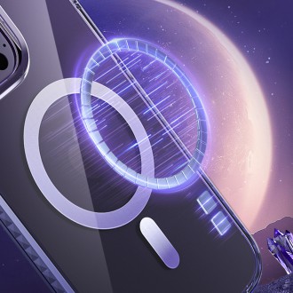 Magnetické pouzdro Kingxbar PQY Ice Crystal Series pro iPhone 14 Plus MagSafe fialové