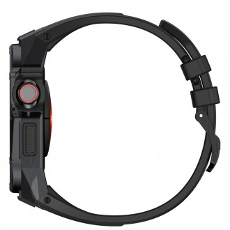 Kingxbar CYF140 2v1 odolné pouzdro pro Apple Watch SE, 6, 5, 4 (44 mm) z nerezové oceli se stříbrným řemínkem