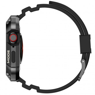 Kingxbar CYF134 2v1 odolné pouzdro pro Apple Watch SE, 6, 5, 4 (44 mm) z nerezové oceli s řemínkem černé