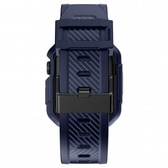 Pancéřové pouzdro Kingxbar CYF106 2v1 pro Apple Watch SE, 8, 7, 6, 5, 4, 3, 2, 1 (41, 40, 38 mm) s modrým páskem