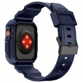 Pancéřové pouzdro Kingxbar CYF106 2v1 pro Apple Watch SE, 8, 7, 6, 5, 4, 3, 2, 1 (41, 40, 38 mm) s modrým páskem