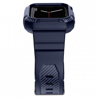 Pancéřové pouzdro Kingxbar CYF106 2v1 pro Apple Watch SE, 8, 7, 6, 5, 4, 3, 2, 1 (41, 40, 38 mm) s modrým páskem