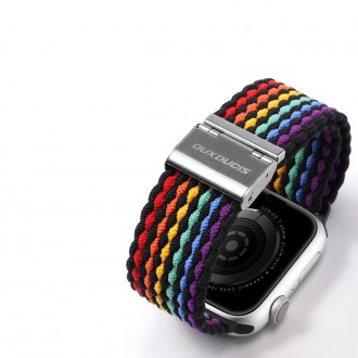 Dux Ducis Strap (Verze Mixture II) řemínek pro Apple Watch SE, 8, 7, 6, 5, 4, 3, 2, 1 (41, 40, 38 mm) pletený náramek tmavé pruhy