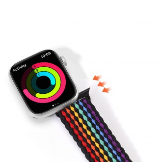 Dux Ducis Strap (Verze Mixture II) řemínek pro Apple Watch SE, 8, 7, 6, 5, 4, 3, 2, 1 (41, 40, 38 mm) pletený náramek tmavé pruhy