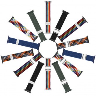 Dux Ducis Strap (verze Mixture II) pro Apple Watch SE, 8, 7, 6, 5, 4, 3, 2, 1 (41, 40, 38 mm) pletený pásek náramek světlé pruhy