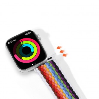 Dux Ducis Strap (verze Mixture II) pro Apple Watch SE, 8, 7, 6, 5, 4, 3, 2, 1 (41, 40, 38 mm) pletený pásek náramek světlé pruhy