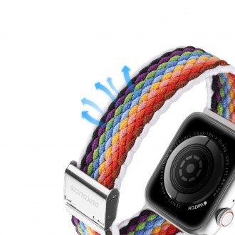 Dux Ducis Strap (verze Mixture II) pro Apple Watch SE, 8, 7, 6, 5, 4, 3, 2, 1 (41, 40, 38 mm) pletený pásek náramek světlé pruhy
