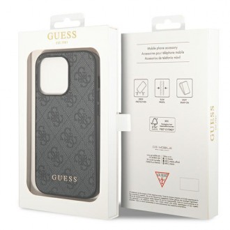 Guess GUHCP14XG4GFGR iPhone 14 Pro Max 6,7" szary/grey hard case 4G Metal Gold Logo
