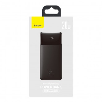 [RETURNED ITEM]  Baseus Bipow rychlonabíjecí powerbanka 30000mAh 20W černá (Overseas Edition) + USB-A - Micro USB kabel 0,25m černý (PPBD050401)