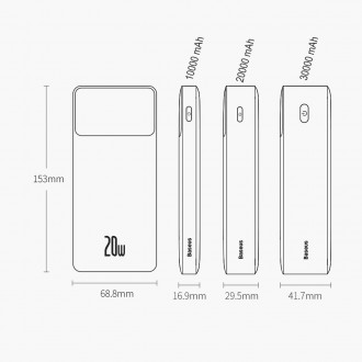 [RETURNED ITEM]  Baseus Bipow rychlonabíjecí powerbanka 30000mAh 20W černá (Overseas Edition) + USB-A - Micro USB kabel 0,25m černý (PPBD050401)