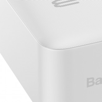 Baseus Bipow rychlonabíjecí powerbanka 30000mAh 20W bílá (Overseas Edition) + USB-A - Micro USB kabel 0,25m bílý (PPBD050402)