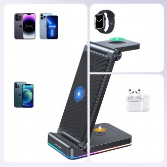 [RETURNED ITEM] Indukční nabíječka Joyroom 3v1 pro zařízení Apple - iPhone, Apple Watch, stojan pro Airpods (až 15W) černý (JR-WQN01)