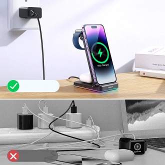 [RETURNED ITEM] Indukční nabíječka Joyroom 3v1 pro zařízení Apple - iPhone, Apple Watch, stojan pro Airpods (až 15W) černý (JR-WQN01)