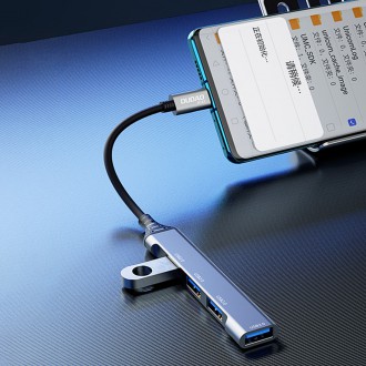 Dudao HUB 4v1 USB-C - 4x USB-A (3 x USB2.0 / USB3.0) 6,3 cm černý (A16T)