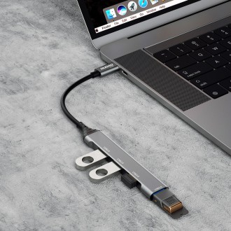 Dudao HUB 4v1 USB-C - 4x USB-A (3 x USB2.0 / USB3.0) 6,3 cm černý (A16T)