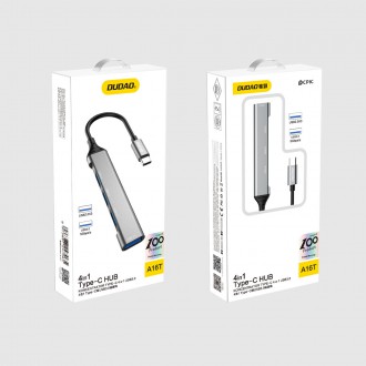 Dudao HUB 4v1 USB-C - 4x USB-A (3 x USB2.0 / USB3.0) 6,3 cm černý (A16T)