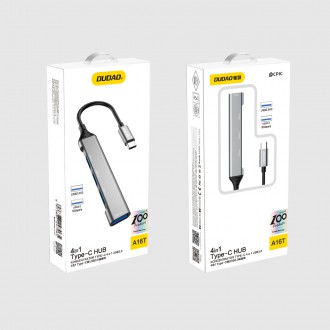 Dudao HUB 4v1 USB-C - 4x USB-A (3 x USB2.0 / USB3.0) 6,3 cm černý (A16T)