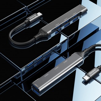 Dudao HUB 4v1 USB-C - 4x USB-A (3 x USB2.0 / USB3.0) 6,3 cm černý (A16T)