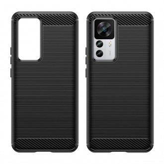 Pouzdro Carbon Case pro Xiaomi 12T Pro / Xiaomi 12T flexibilní silikonový karbonový kryt černý