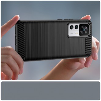 Pouzdro Carbon Case pro Xiaomi 12T Pro / Xiaomi 12T flexibilní silikonový karbonový kryt černý