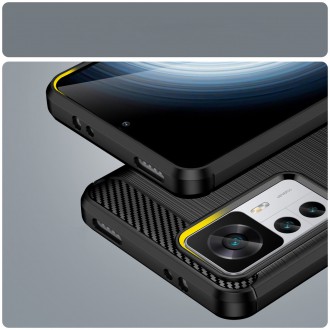 Pouzdro Carbon Case pro Xiaomi 12T Pro / Xiaomi 12T flexibilní silikonový karbonový kryt černý