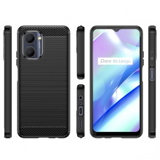 Carbon Case pouzdro pro Realme C33 flexibilní silikonový karbonový kryt černý