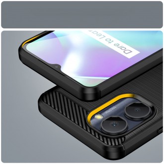 Carbon Case pouzdro pro Realme C33 flexibilní silikonový karbonový kryt černý