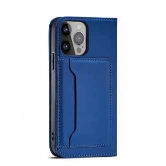 Pouzdro na magnetické karty pro Samsung Galaxy S23 flip cover stojánek na peněženku modré
