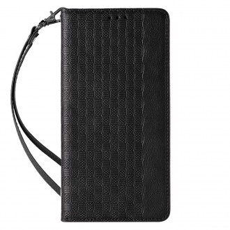 Pouzdro s magnetickým popruhem pro Samsung Galaxy S23 Flip Wallet Mini Lanyard Stand Black