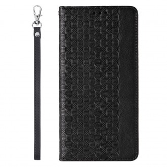 Pouzdro s magnetickým popruhem pro Samsung Galaxy S23 Flip Wallet Mini Lanyard Stand Black