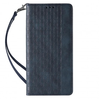 Pouzdro s magnetickým popruhem pro Samsung Galaxy S23+ Flip Wallet Mini Lanyard Stand Blue