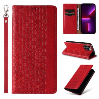 Pouzdro s magnetickým popruhem pro Samsung Galaxy S23+ Flip Wallet Mini Lanyard Stand červené