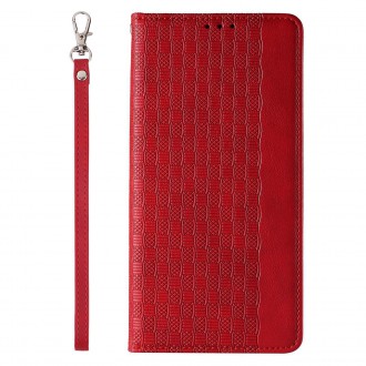 Pouzdro s magnetickým popruhem pro Samsung Galaxy S23+ Flip Wallet Mini Lanyard Stand červené