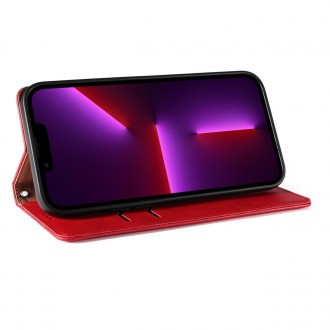 Pouzdro s magnetickým popruhem pro Samsung Galaxy S23+ Flip Wallet Mini Lanyard Stand červené