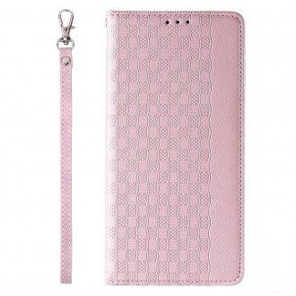 Pouzdro s magnetickým popruhem pro Samsung Galaxy S23+ Flip Wallet Mini Lanyard Stand Pink